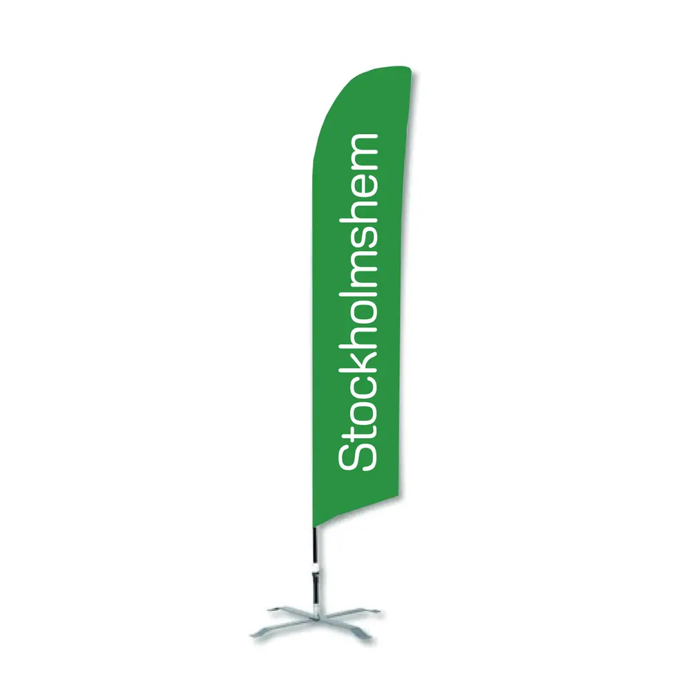 Beachflagga, liten, 2,2 m, grön med vit logo