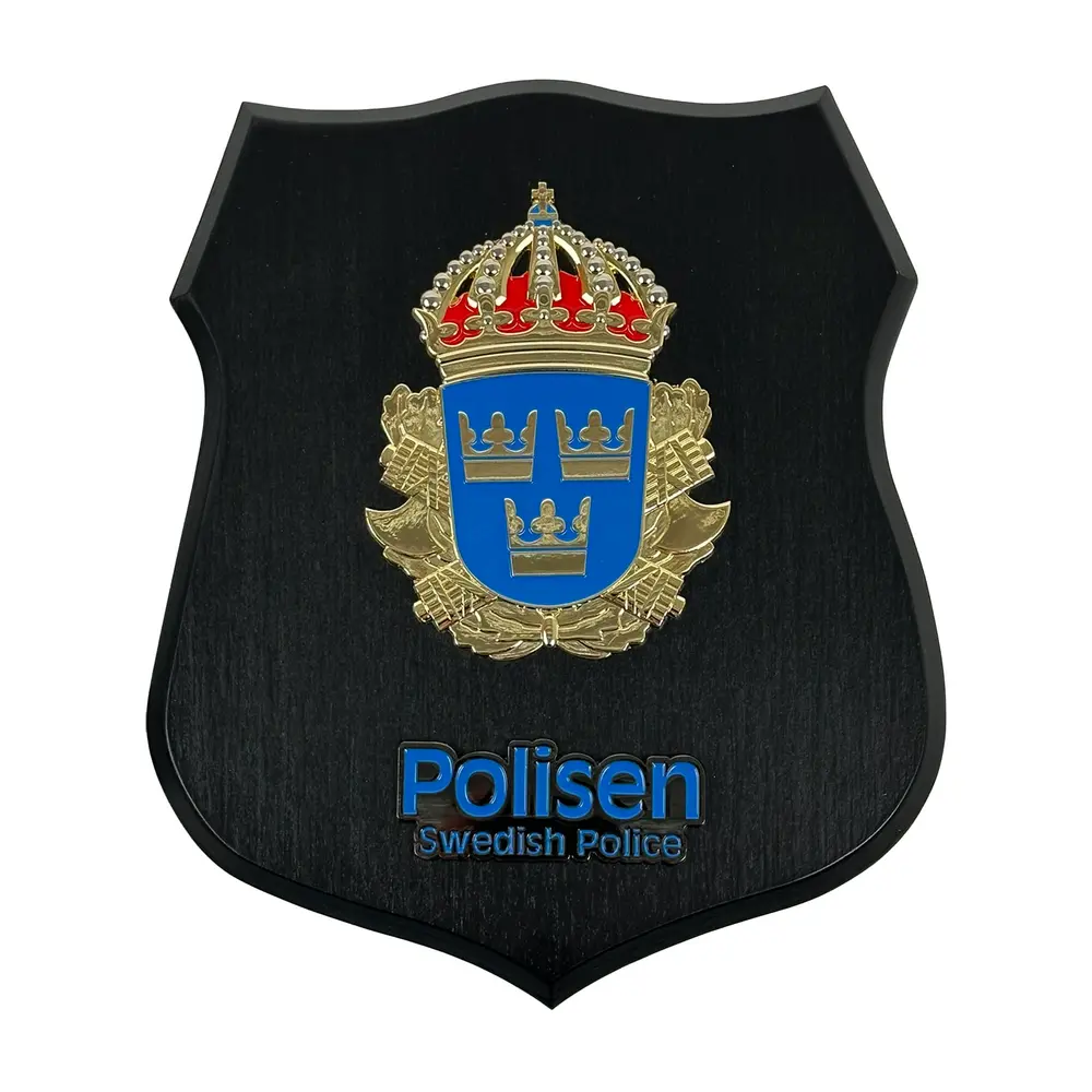 Sköld, Swedish Police, 245x205 mm, svart