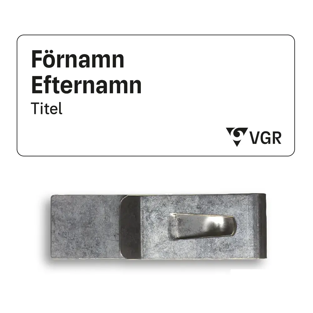 VGR, Namnskylt, långt namn, militärclips, 80x35mm
