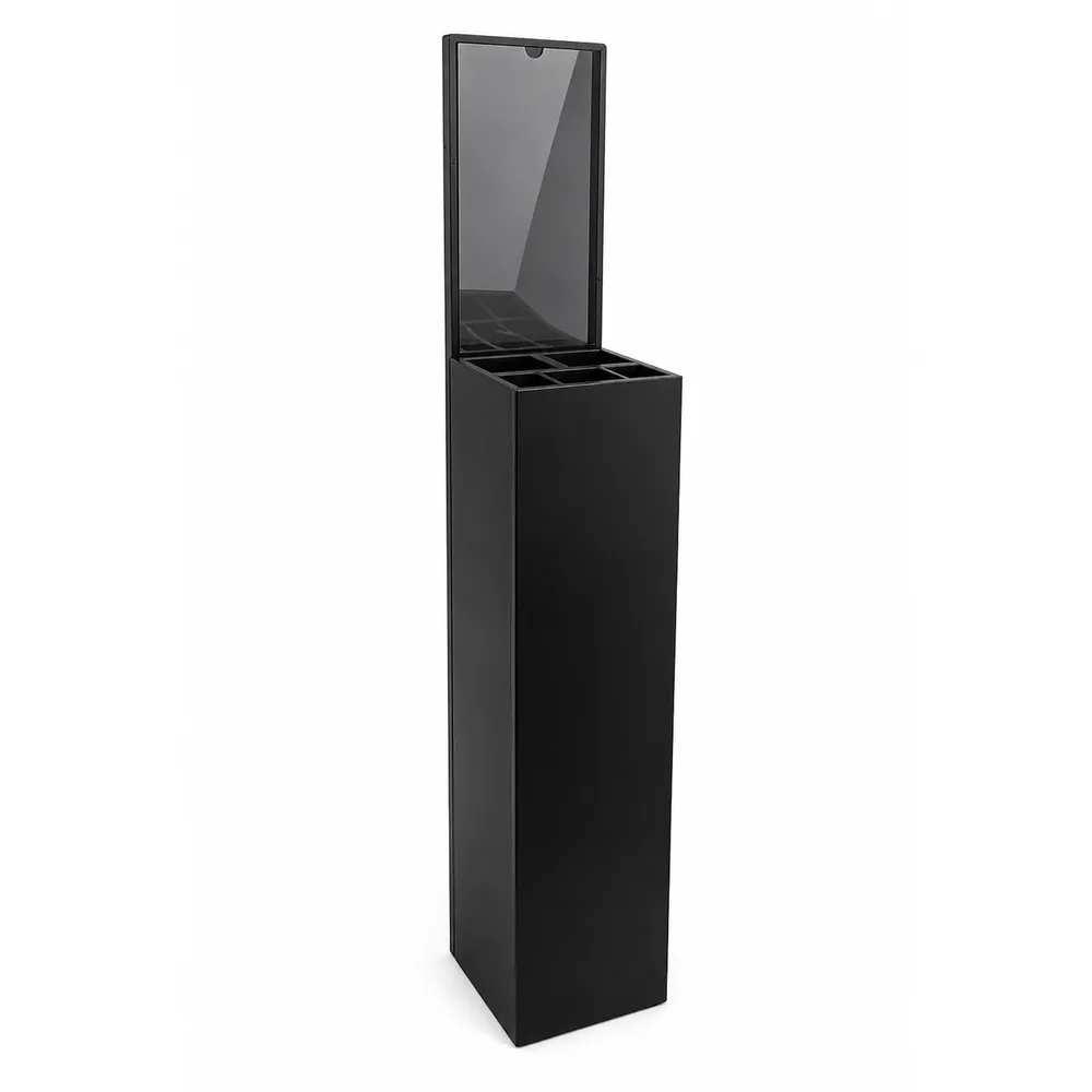Syrup display, podium, metal, black