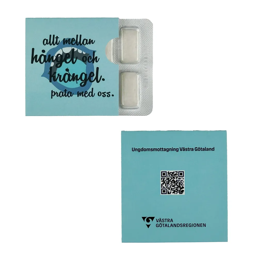 Tuggummi, 500-pack, ljusblå