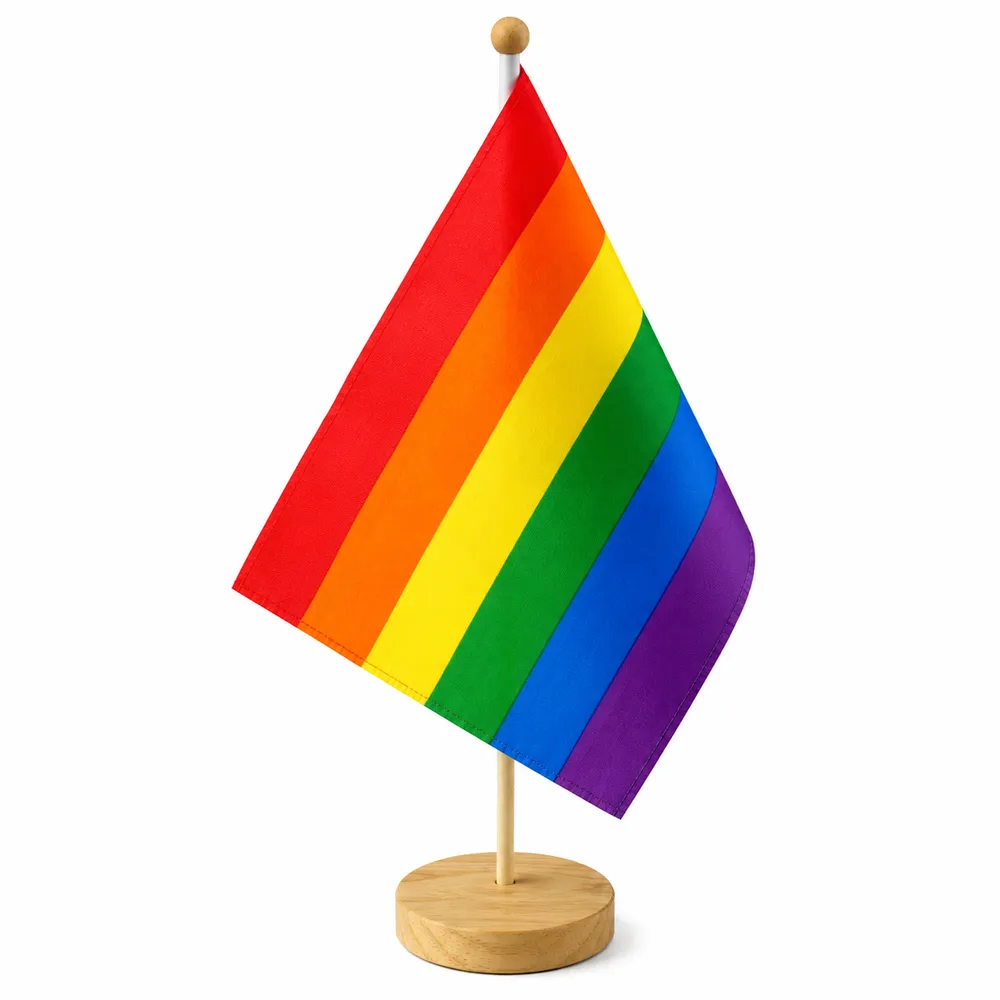 PRIDE, Bordsflagga med träfot, 10-pack